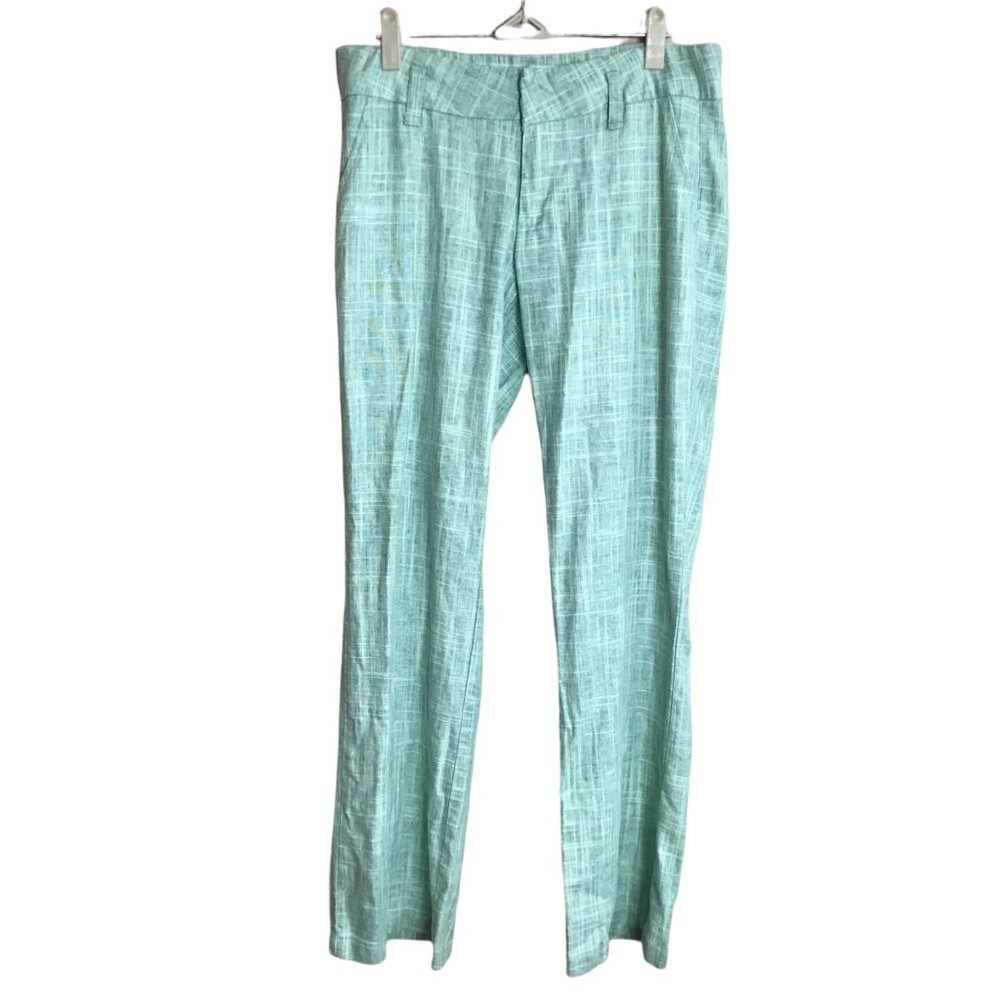 ICY Fashion Linen Blend Pants‎ Women Size Large Green Style Pockets Lightweight